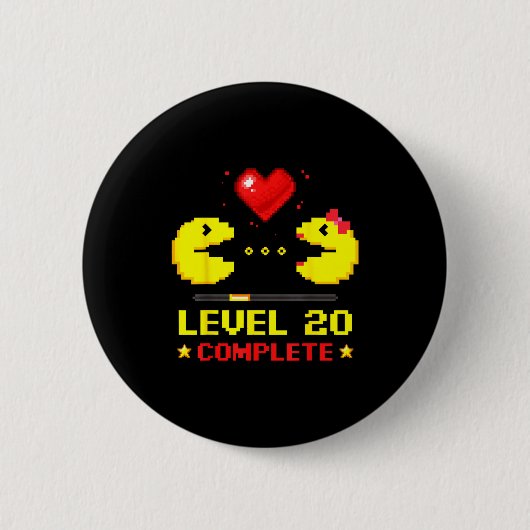 Level 20 Complete Gamers 20th Wedding Anniversary Button (Vorderseite)