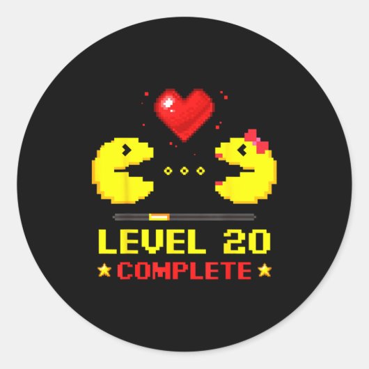 Level 20 Complete Gamers 20th Wedding Anniversary Runder Aufkleber (Vorderseite)