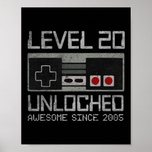Level 20 freigeschaltet 20. Geburtstag 20-jähriges Poster