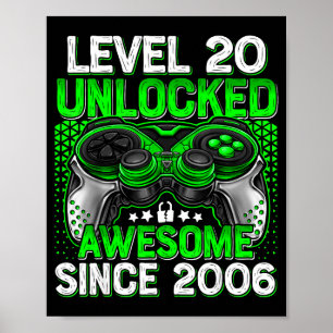 Level 20 freigeschaltet 20 Jahre alte Jungen 20. G Poster