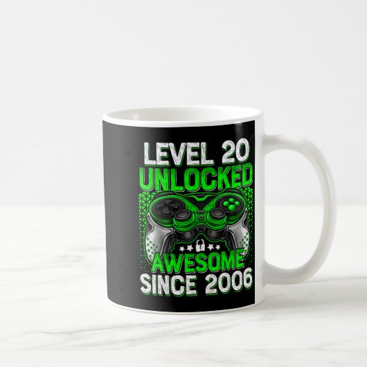 Level 20 Unlocked 20 Year Old Boys 20th Birthday B Kaffeetasse (Rechts)