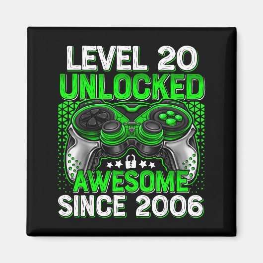 Level 20 Unlocked 20 Year Old Boys 20th Birthday B Magnet (Vorne)