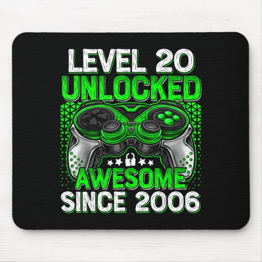 Level 20 Unlocked 20 Year Old Boys 20th Birthday B Mousepad (Vorne)