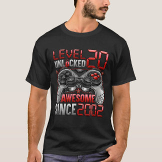 Level 20 Unlocked Awesome Since 2002 20Th Birthday T-Shirt