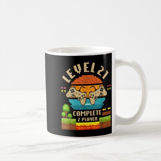 Level 21 Complete 21 Years Anniversary Video Game Kaffeetasse (Rechts)