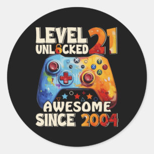 Level 21 freigeschaltet Awesome seit dem 21. Gebur Runder Aufkleber