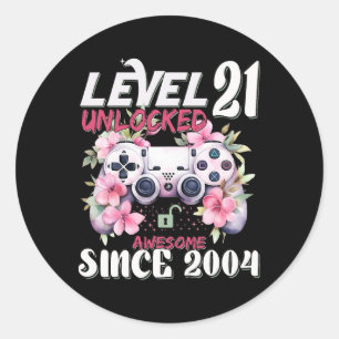 Level 21 freigeschaltet Awesome seit dem 21. Gebur Runder Aufkleber
