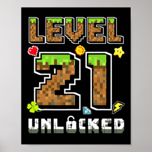 Level 21 freigeschaltet Geburtstag 21 Jahre Bday G Poster