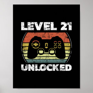 Level 21 freigeschaltet Lustiger Videospieler 21.  Poster