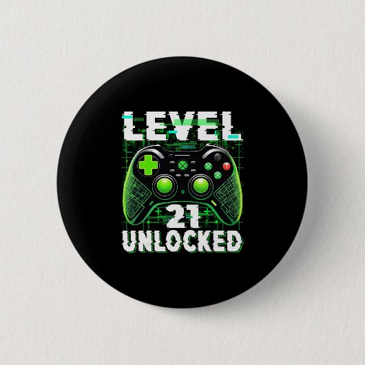 Level 21 freigeschaltetes Shirt lustiger Videospie Button (Vorderseite)