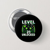Level 21 freigeschaltetes Shirt lustiger Videospie Button (Vorne & Hinten)