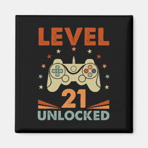 Level 21 Unlock Video Gamer 21. Geburtstag 21 Jahr Magnet