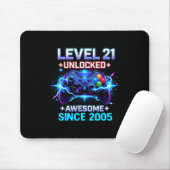 Level 21 Unlocked Awesome Since 2005 21st Birthday Mousepad (Mit Mouse)