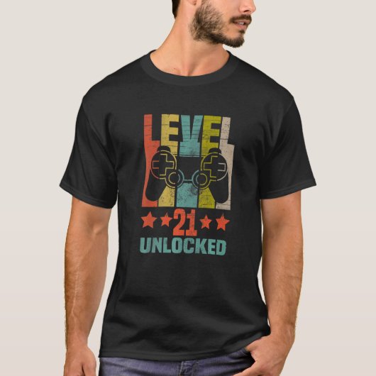 Level 21 Unlocks Videospiel 21 Geburtstag T-Shirt (Vorderseite)