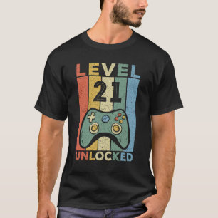 Level 21 Unlocks Videospiel Retro 21 Geburtstag T-Shirt