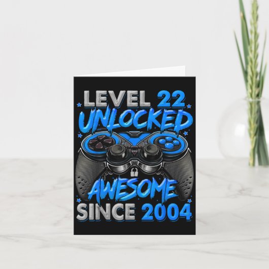 Level 22 Unlocked Awesome Since 2004 22nd Birthday Karte (Vorderseite)