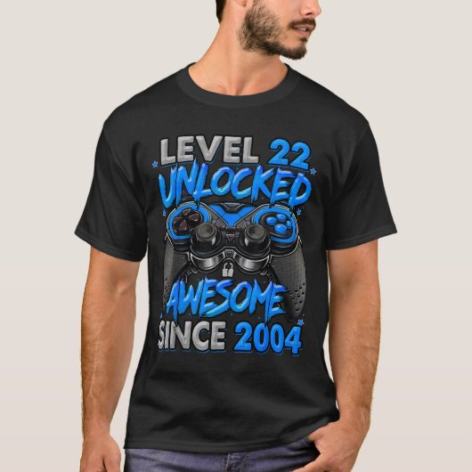 Level 22 Unlocked Awesome Since 2004 22nd Birthday T-Shirt (Vorderseite)