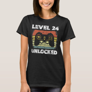 Level 24 Unlocks Videospiel 24 Geburtstag T-Shirt