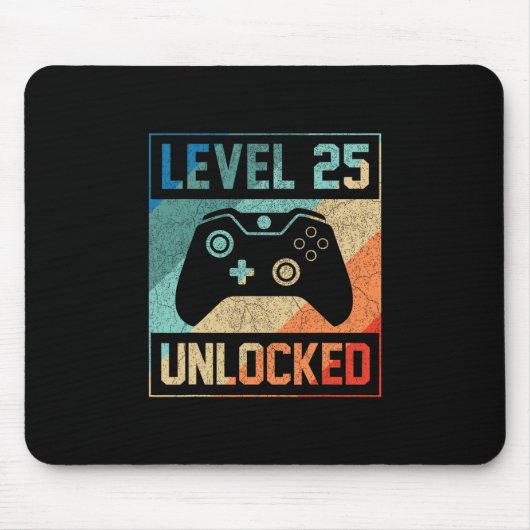 Level 25 freigeschaltete Videospieler 25. Geburtst Mousepad (Vorne)