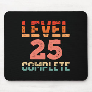 Level 25 Komplettes Retro-Gamer-T-Shirt zum 25. Ge Mousepad