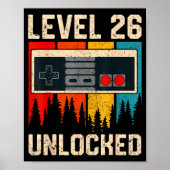 Level 26 Unlocked Video Game Controller Birthday M Poster (Vorne)