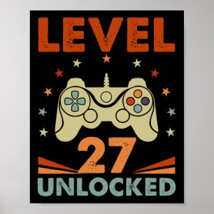 Level 27 Unlock Video Gamer 27. Geburtstag 27 Jahr Poster