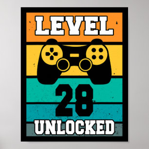 Level 28 freigeschaltet 28 Jahre alt Retro 80er 28 Poster