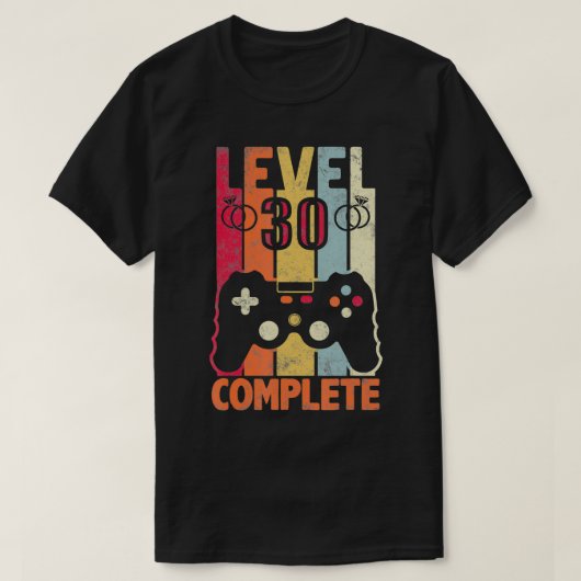 Level 30 Complete Video Gamer 30. Wedding Anniver T-Shirt (Design vorne)