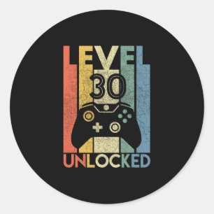 Level 30 freigeschaltet Lustiges Videospieler 30. Runder Aufkleber