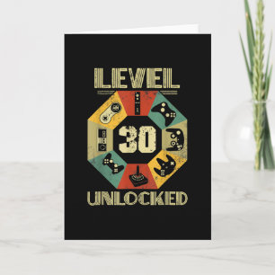 Level 30 freigeschaltet Videospieler 30. Geburtsta Karte