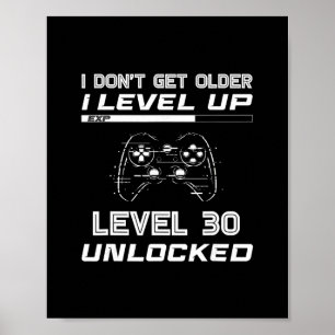 Level 30 freigeschaltete Gamer 30. Geburtstagsdeko Poster