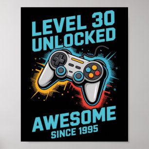 Level 30 freigeschalteter Gamer 30. Geburtstag Poster