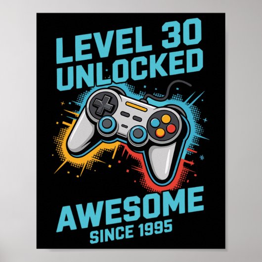 Level 30 freigeschalteter Gamer 30. Geburtstag  Poster (Vorne)