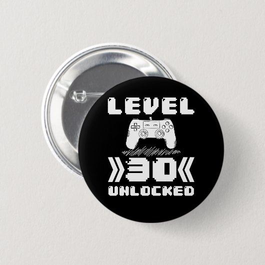 Level 30 Unlocked 30th Birthday 30 Year Old Gamer Button (Vorne & Hinten)
