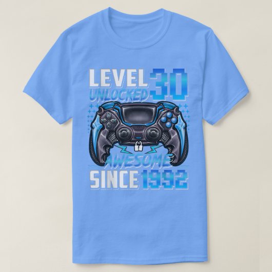 Level 30 Unlocked Awesome Since 1992 30th Birthday T-Shirt (Design vorne)