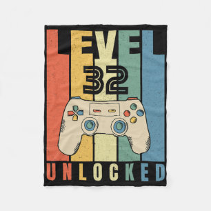 Level 32 freigeschaltet Gamer 32. Geburtstagsdekor Fleecedecke