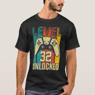 Level 32 Unlocks Videospiel 32 Geburtstag T-Shirt