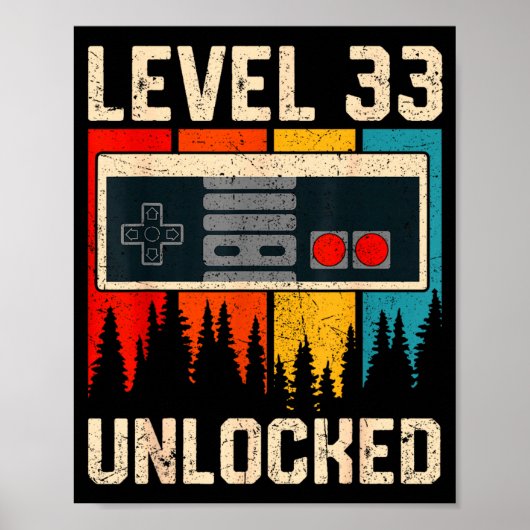 Level 33 freigeschaltet Videospiel-Controller Gebu Poster (Vorne)