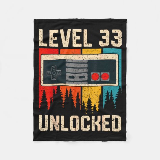 Level 33 Unlocked Video Game Controller Birthday M Fleecedecke (Vorderseite)