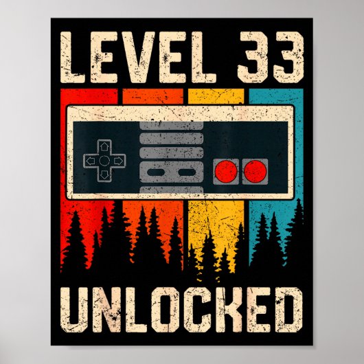 Level 33 Unlocked Video Game Controller Birthday M Poster (Vorne)