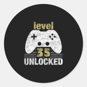 Level 35 freigeschaltet 35. Geburtstag 35 Jahre al Runder Aufkleber