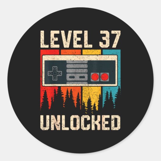 Level 37 freigeschaltet Videospiel-Controller Gebu Runder Aufkleber (Vorderseite)