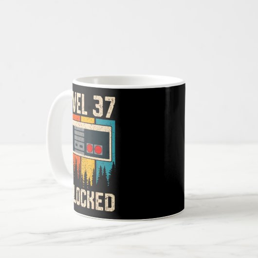 Level 37 Unlocked Video Game Controller Birthday M Kaffeetasse (Vorderseite Links)