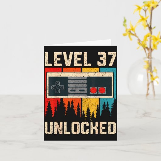 Level 37 Unlocked Video Game Controller Birthday M Karte (Gelbe Blume)