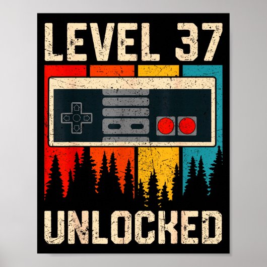Level 37 Unlocked Video Game Controller Birthday M Poster (Vorne)
