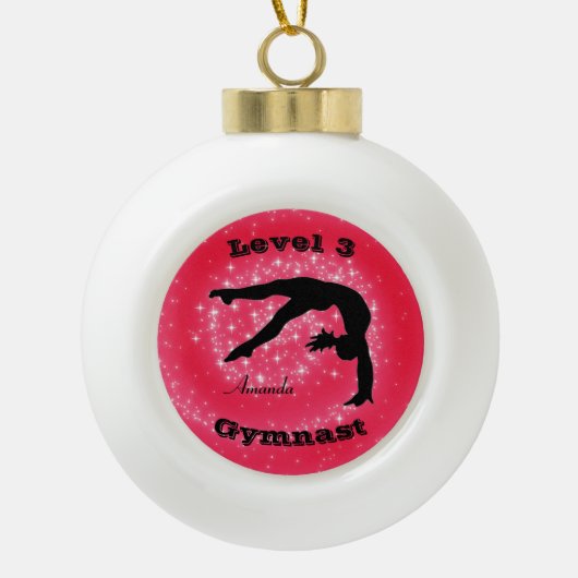Level 3 Gymnast (beliebige Level-#) Keramik Kugel-Ornament (Vorderseite)