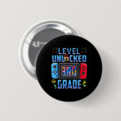 Level 3rd Grade Unlocked Back To School First Day  Button (Vorne & Hinten)