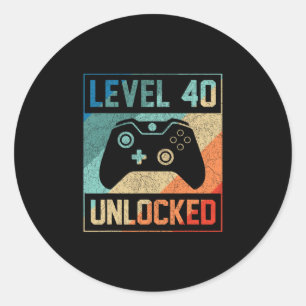 Level 40 freigeschaltet 40. Videospieler 40. Gebur Runder Aufkleber