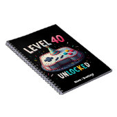 Level 40 freigeschaltet Gaming-Stil 40. Geburtstag Notizblock (Rechte Seite)