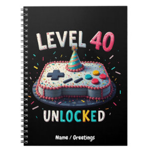 Level 40 freigeschaltet Gaming-Stil 40. Geburtstag Notizblock